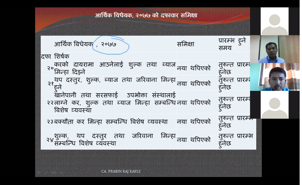 Virtual Online training On Income Tax and VAT workshop for F.Y. 2077/78